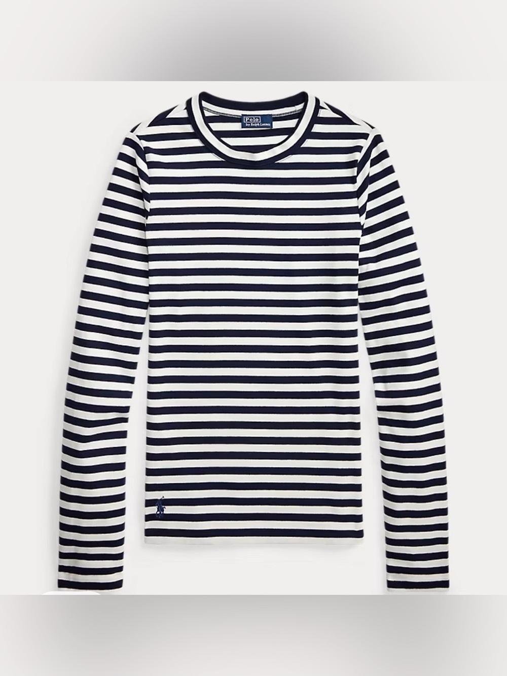 Polo by Ralph Lauren Cruise Navy & White Striped Stretch Cotton Long-Sleeve Tee